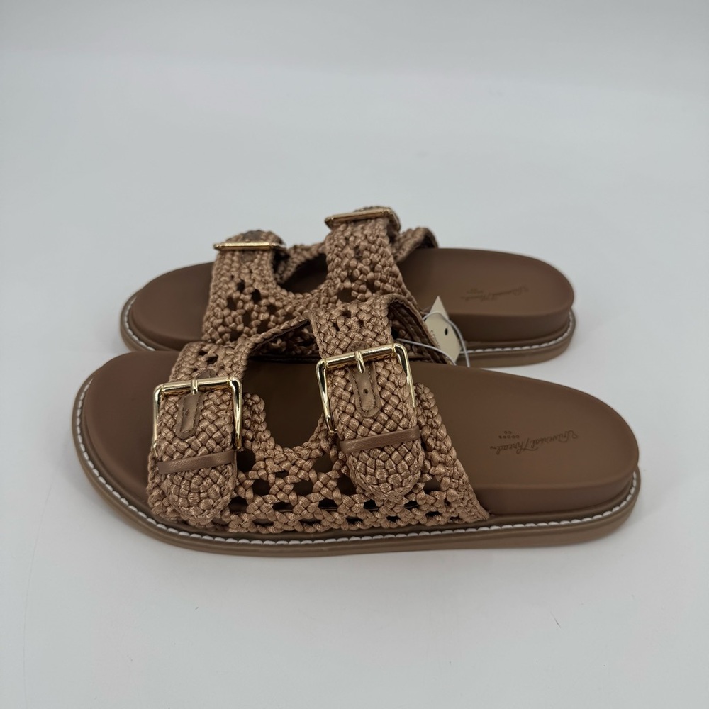 Universal Thread Women's Tan Kylie Woven Two Band Footbed Sandals Size 8 - Picture 4 of 8